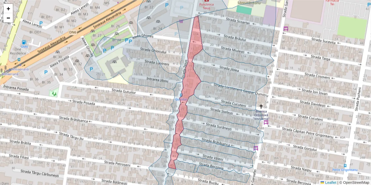 Hartă a codului poștal  și a codurilor poștale învecinate