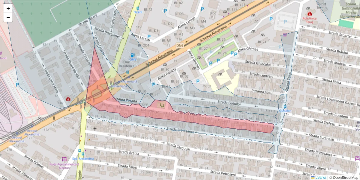 Hartă a codului poștal  și a codurilor poștale învecinate
