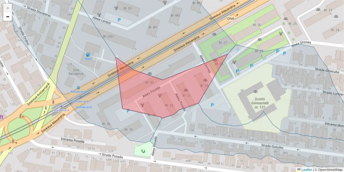 Hartă a codului poștal  și a codurilor poștale învecinate