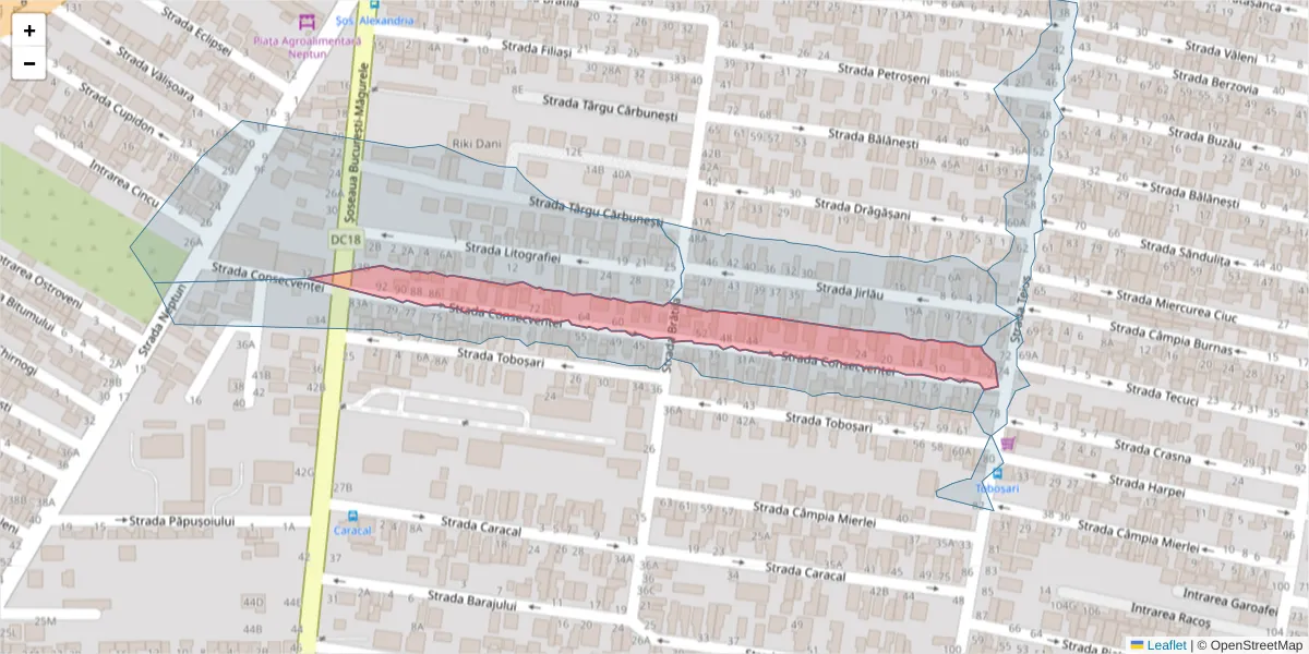 Hartă a codului poștal  și a codurilor poștale învecinate