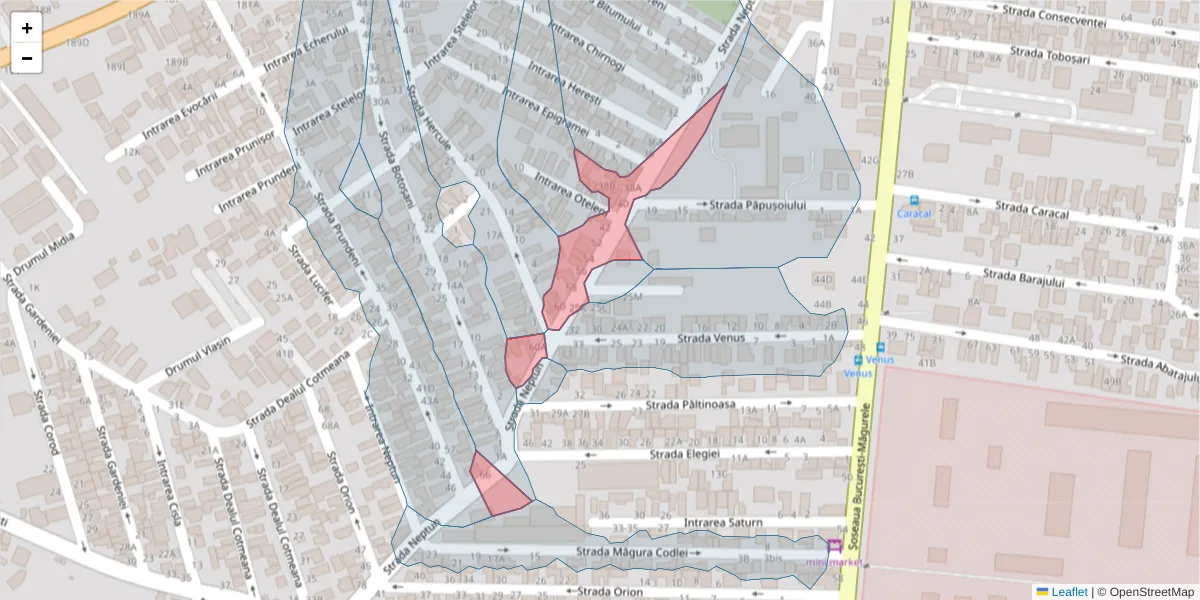 Hartă a codului poștal  și a codurilor poștale învecinate