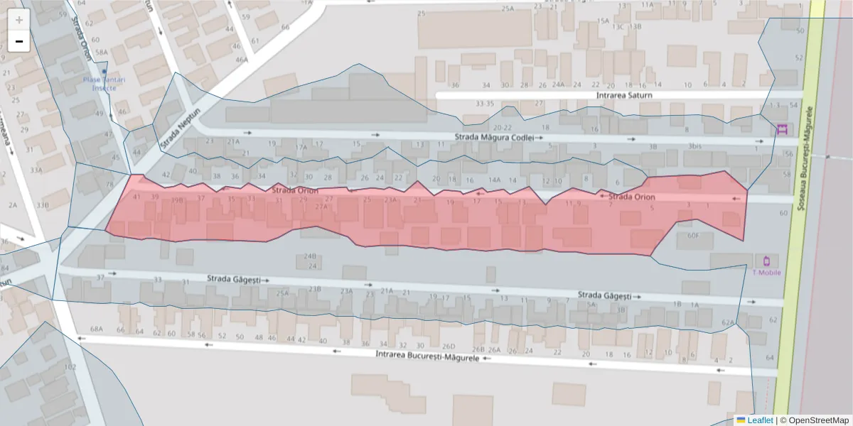 Hartă a codului poștal  și a codurilor poștale învecinate