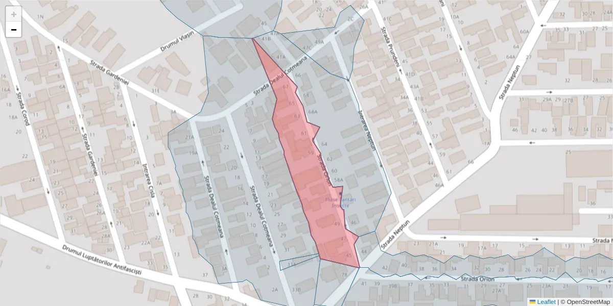 Hartă a codului poștal  și a codurilor poștale învecinate