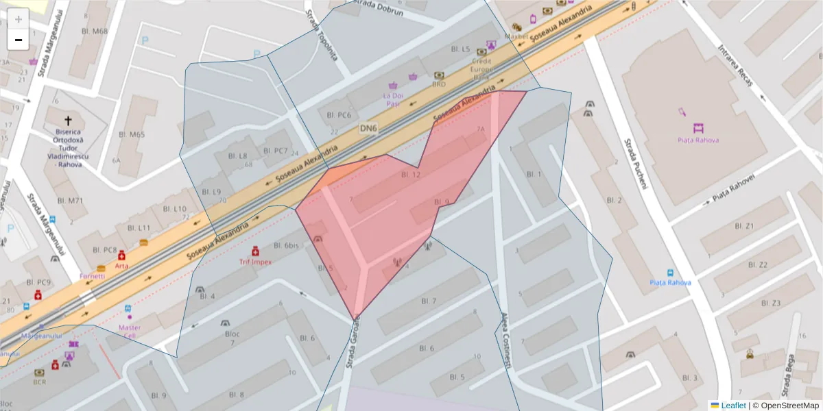 Hartă a codului poștal  și a codurilor poștale învecinate