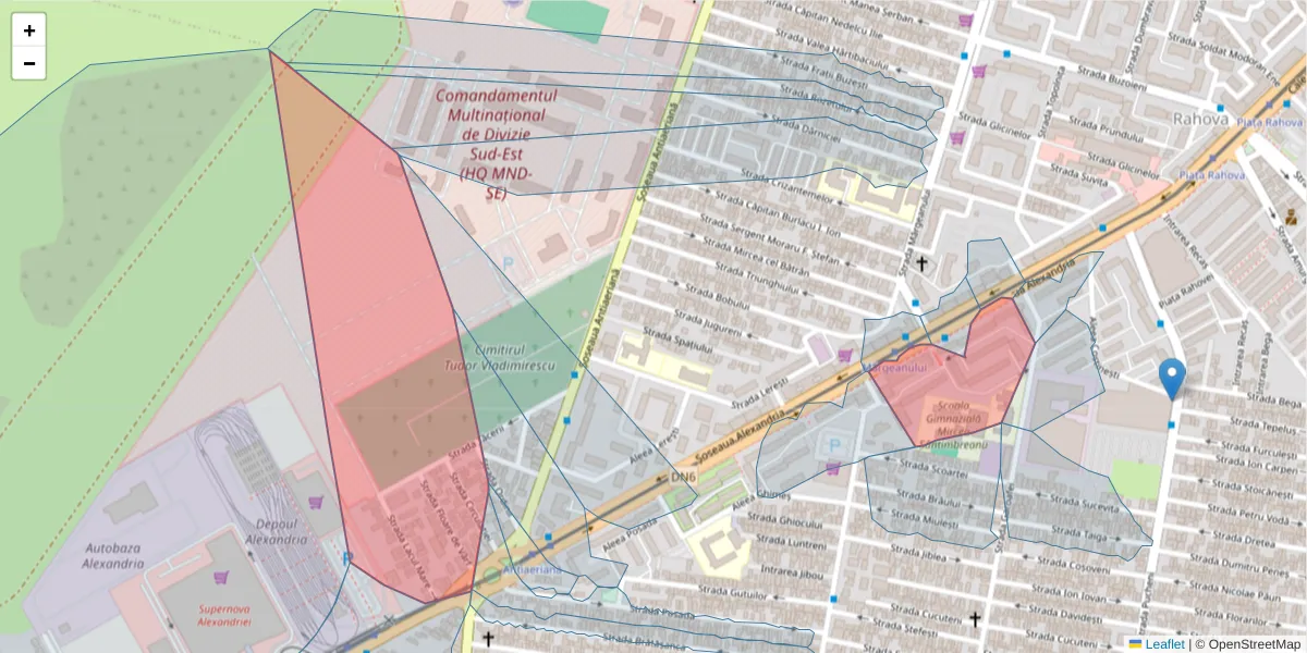 Hartă a codului poștal  și a codurilor poștale învecinate