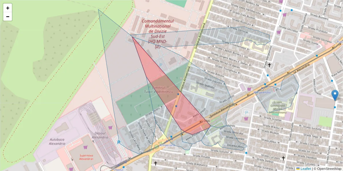 Hartă a codului poștal  și a codurilor poștale învecinate