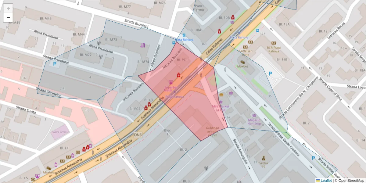 Hartă a codului poștal  și a codurilor poștale învecinate