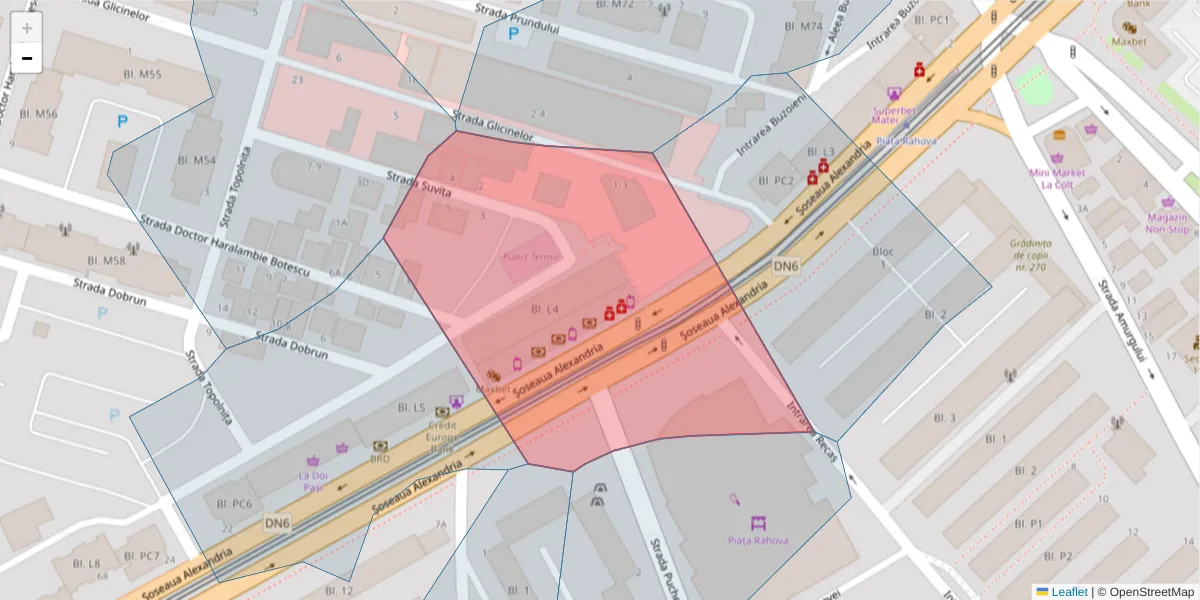 Hartă a codului poștal  și a codurilor poștale învecinate