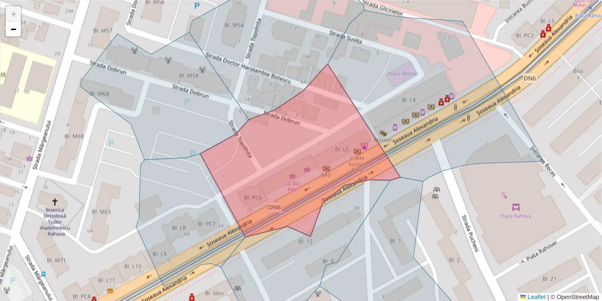 Hartă a codului poștal  și a codurilor poștale învecinate