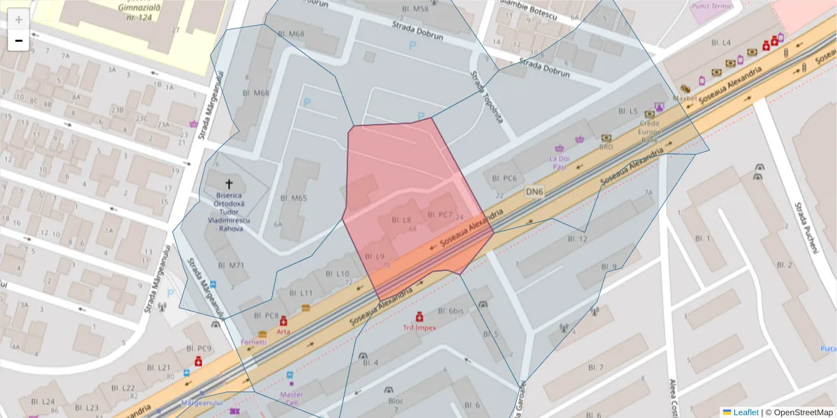 Hartă a codului poștal  și a codurilor poștale învecinate