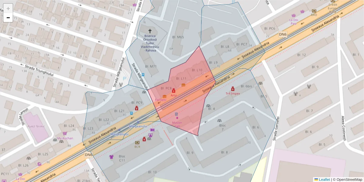 Hartă a codului poștal  și a codurilor poștale învecinate