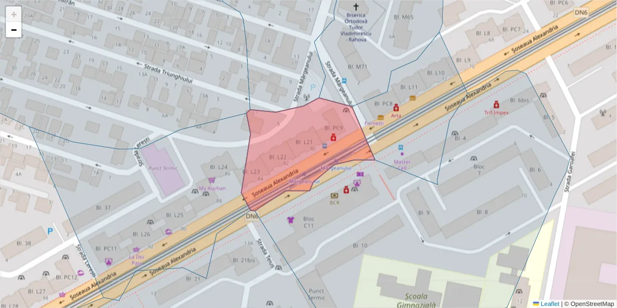 Hartă a codului poștal  și a codurilor poștale învecinate