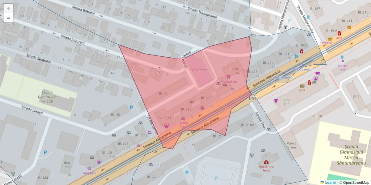 Hartă a codului poștal  și a codurilor poștale învecinate