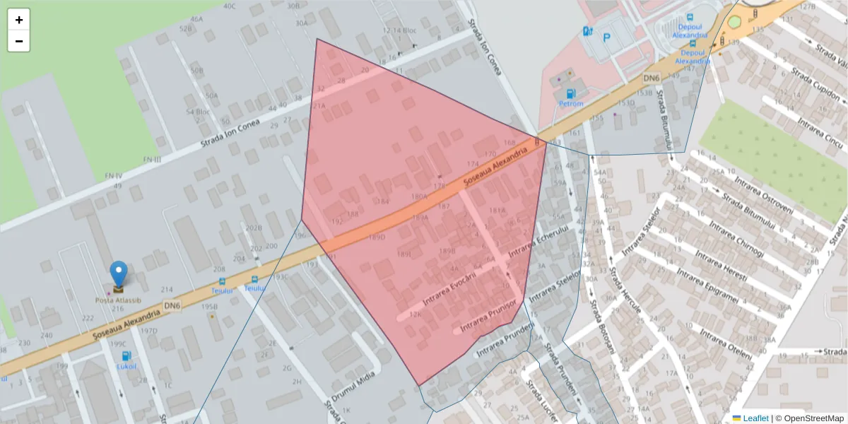 Hartă a codului poștal  și a codurilor poștale învecinate