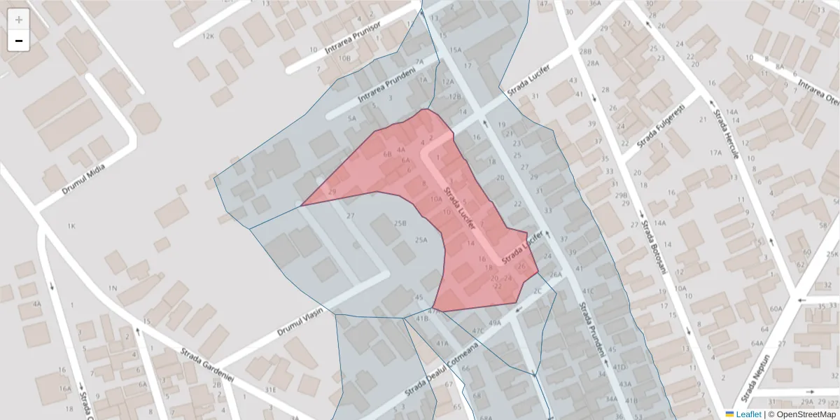 Hartă a codului poștal  și a codurilor poștale învecinate