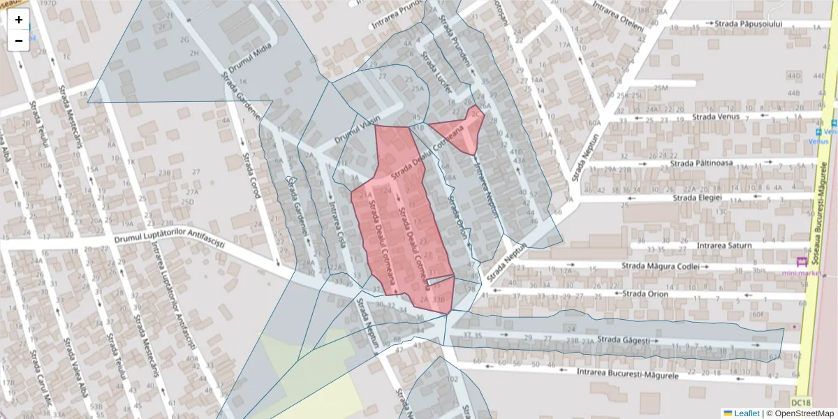 Hartă a codului poștal  și a codurilor poștale învecinate