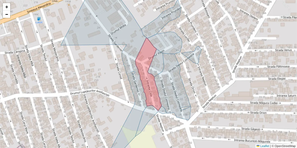 Hartă a codului poștal  și a codurilor poștale învecinate