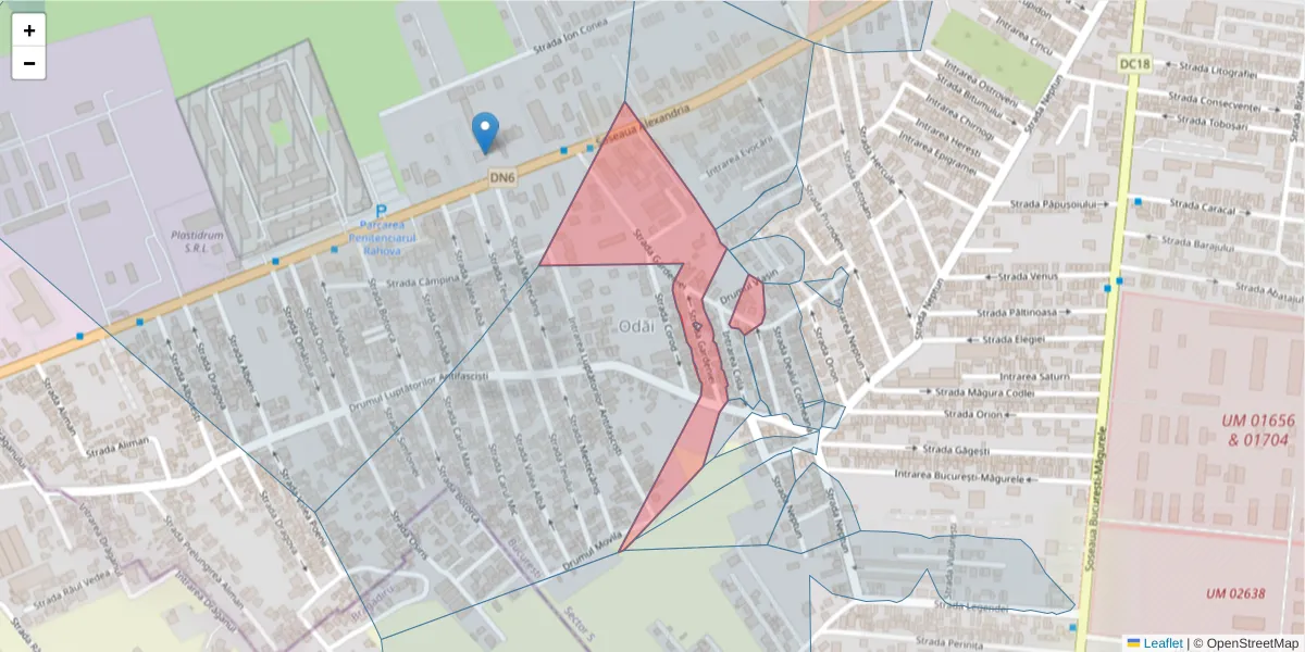 Hartă a codului poștal  și a codurilor poștale învecinate