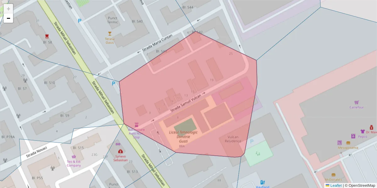 Hartă a codului poștal  și a codurilor poștale învecinate