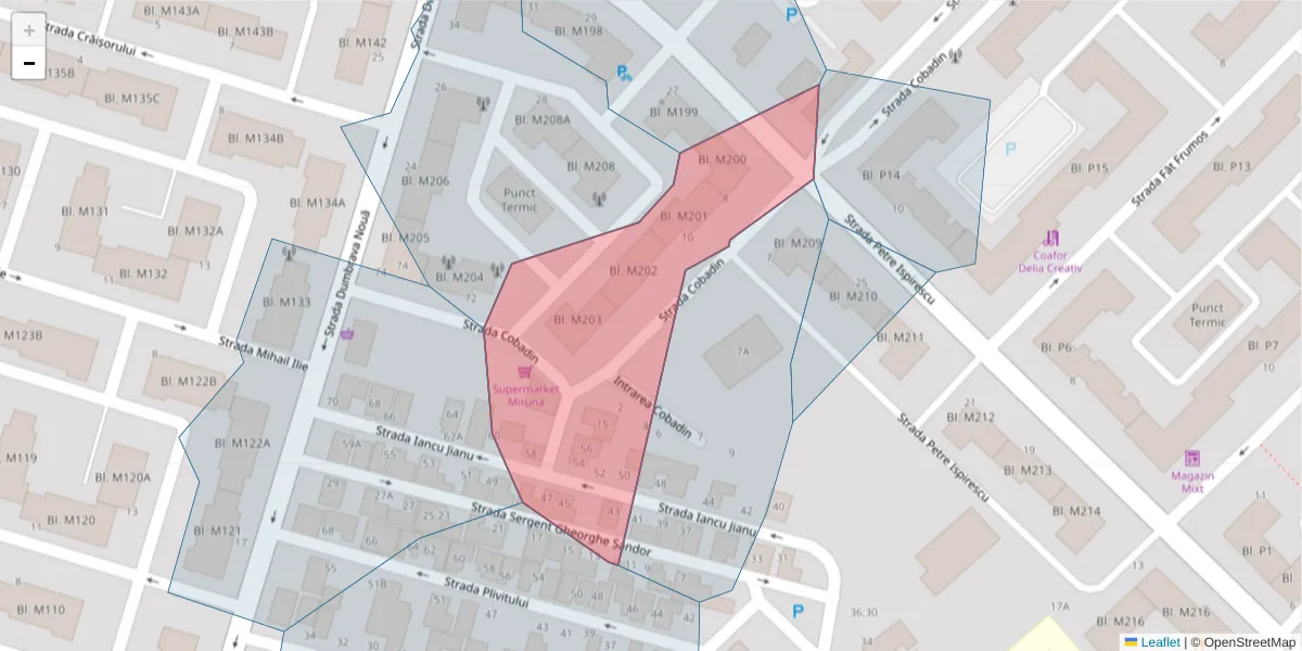 Hartă a codului poștal  și a codurilor poștale învecinate