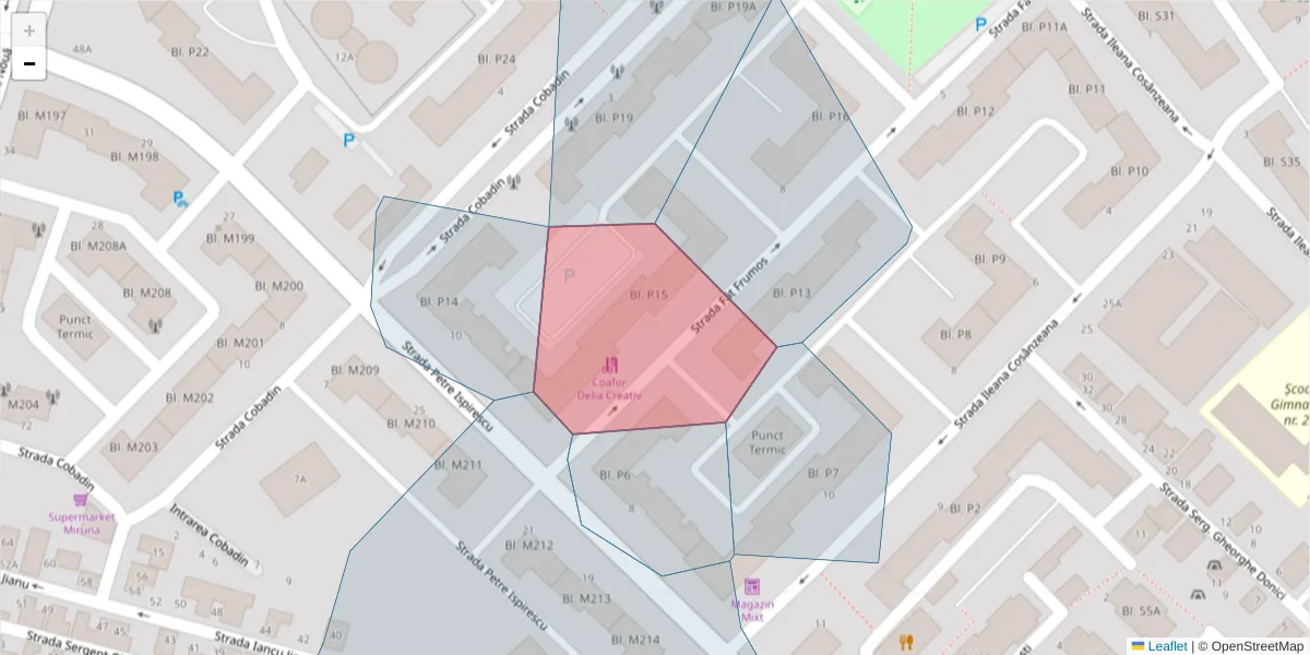 Hartă a codului poștal  și a codurilor poștale învecinate