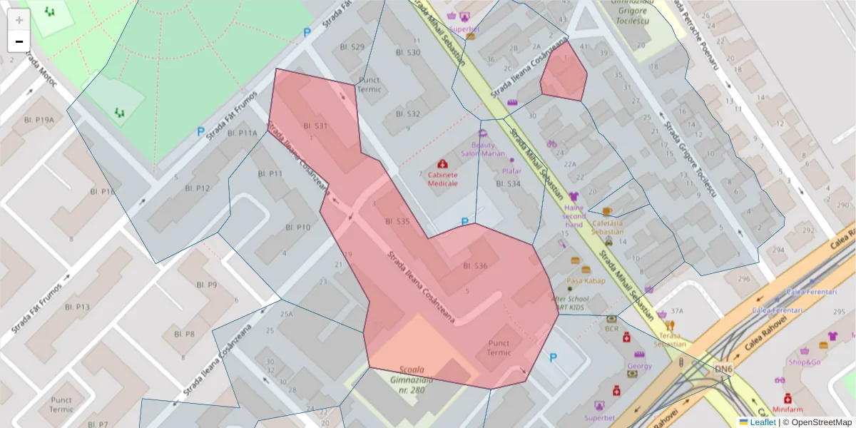 Hartă a codului poștal  și a codurilor poștale învecinate