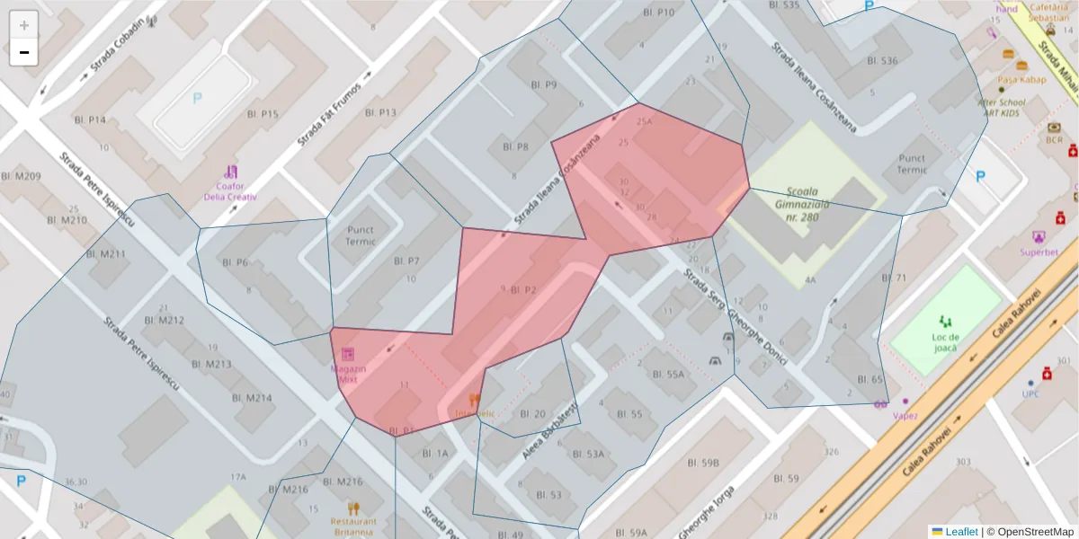 Hartă a codului poștal  și a codurilor poștale învecinate