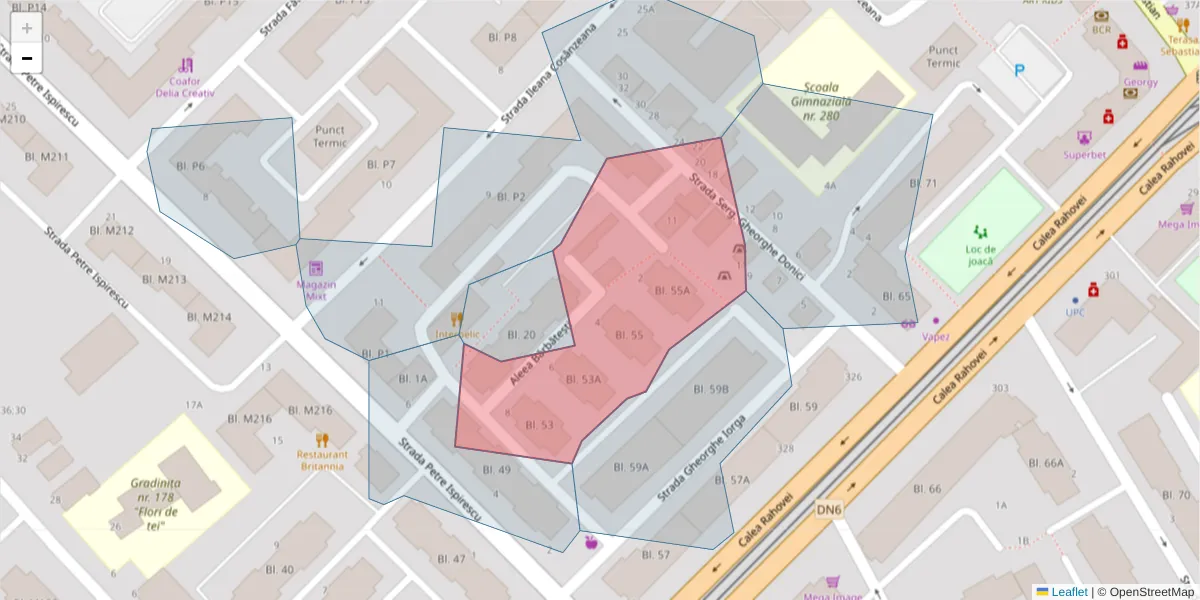 Hartă a codului poștal  și a codurilor poștale învecinate