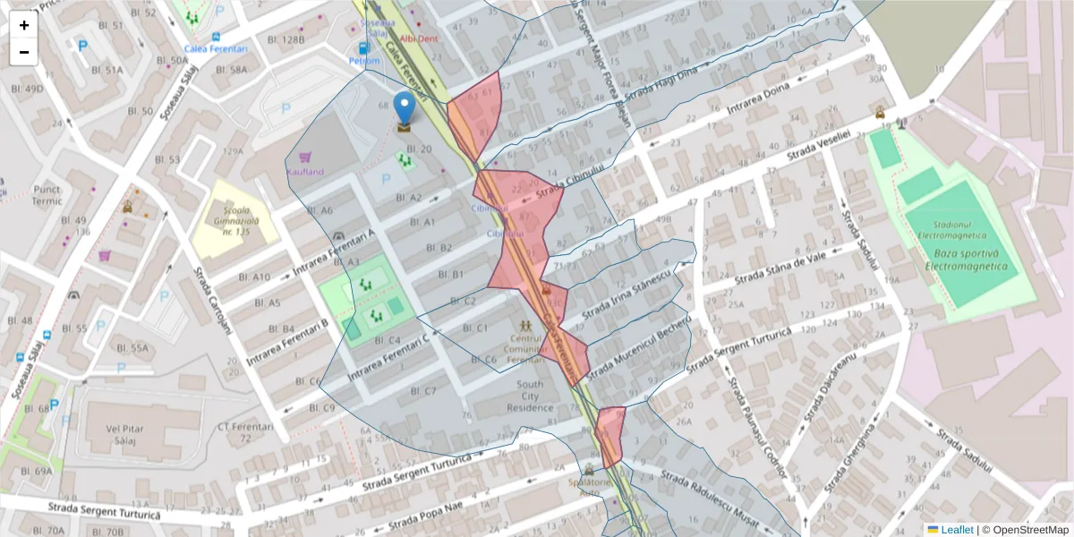 Hartă a codului poștal  și a codurilor poștale învecinate