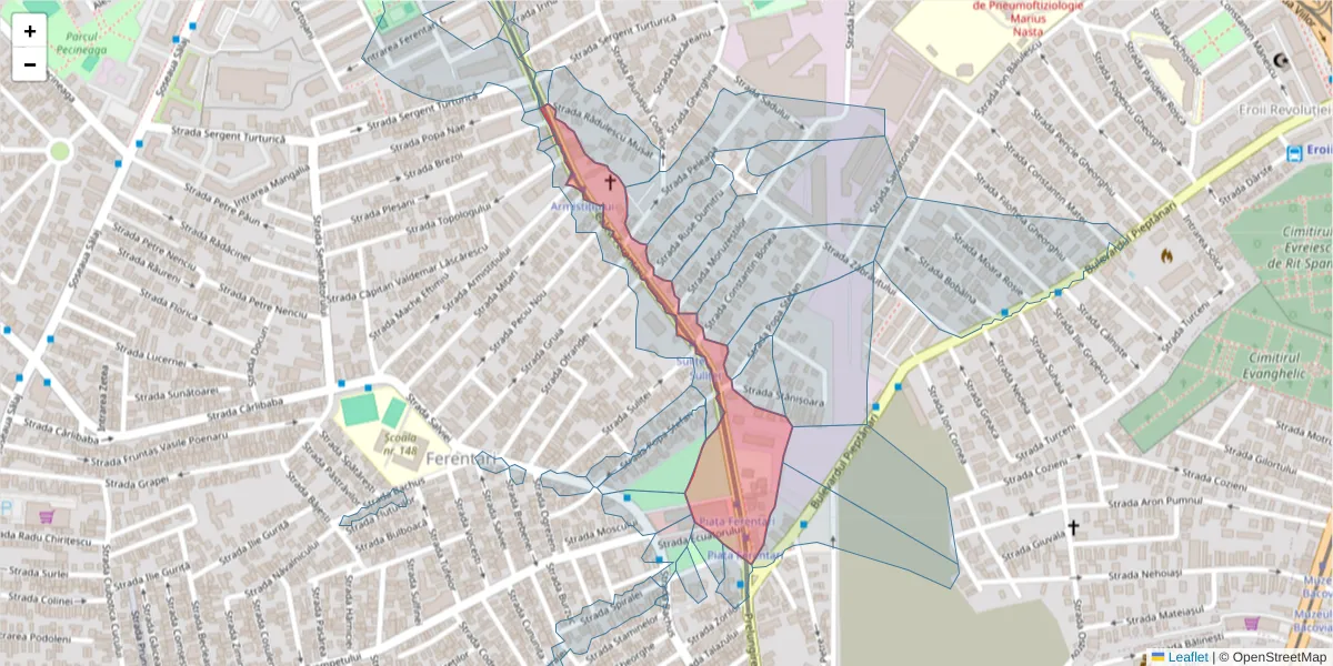 Hartă a codului poștal  și a codurilor poștale învecinate