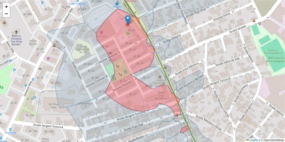 Hartă a codului poștal  și a codurilor poștale învecinate