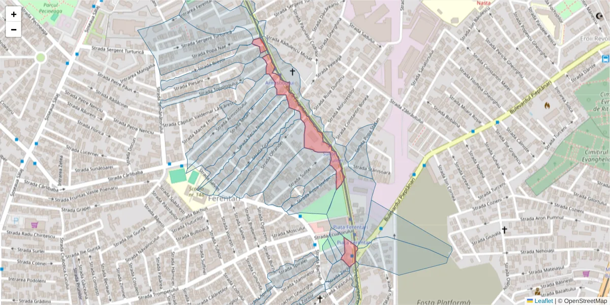 Hartă a codului poștal  și a codurilor poștale învecinate