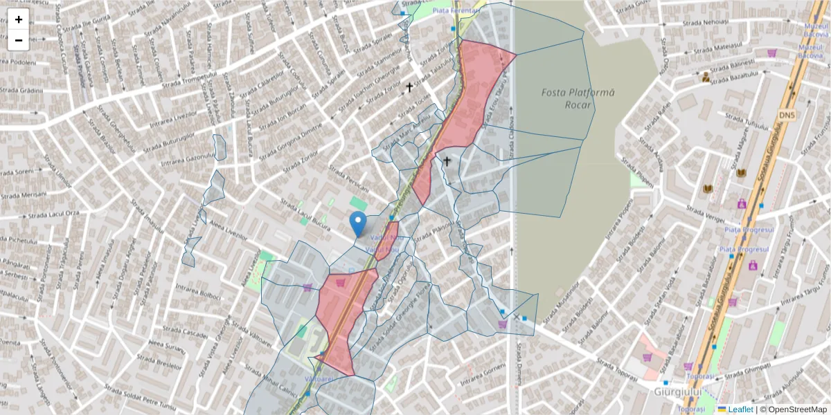 Hartă a codului poștal  și a codurilor poștale învecinate