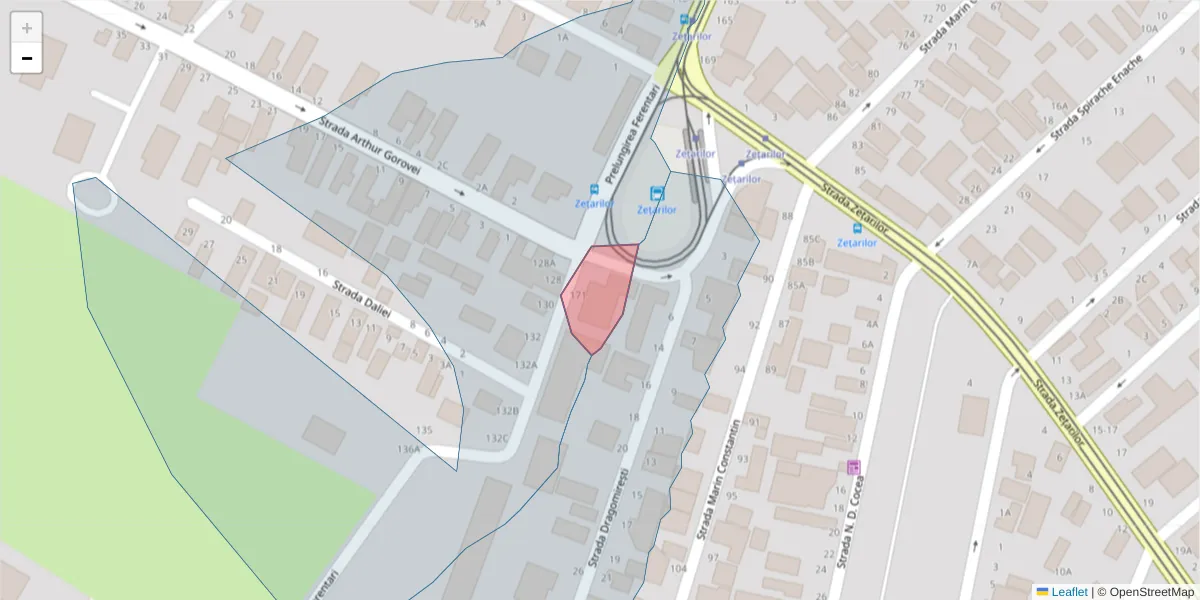 Hartă a codului poștal  și a codurilor poștale învecinate