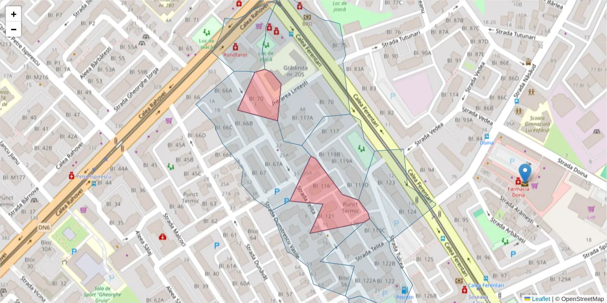Hartă a codului poștal  și a codurilor poștale învecinate