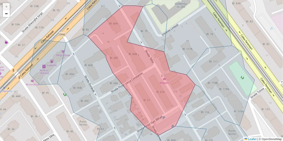 Hartă a codului poștal  și a codurilor poștale învecinate