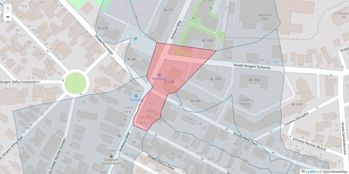 Hartă a codului poștal  și a codurilor poștale învecinate