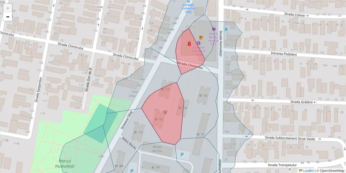 Hartă a codului poștal  și a codurilor poștale învecinate