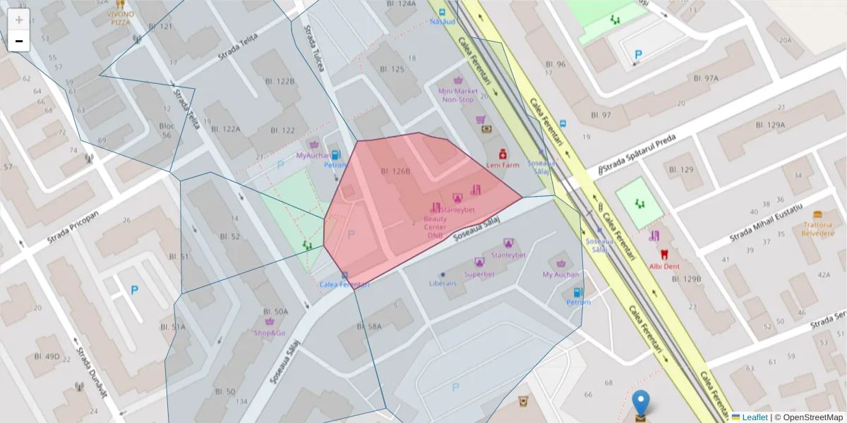 Hartă a codului poștal  și a codurilor poștale învecinate