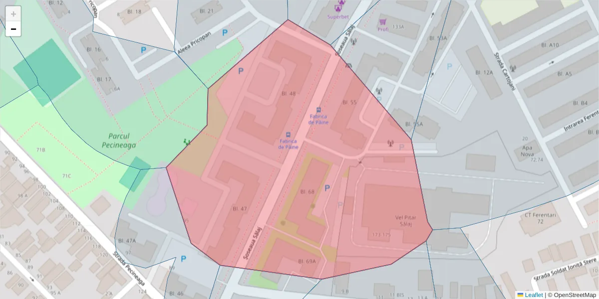 Hartă a codului poștal  și a codurilor poștale învecinate
