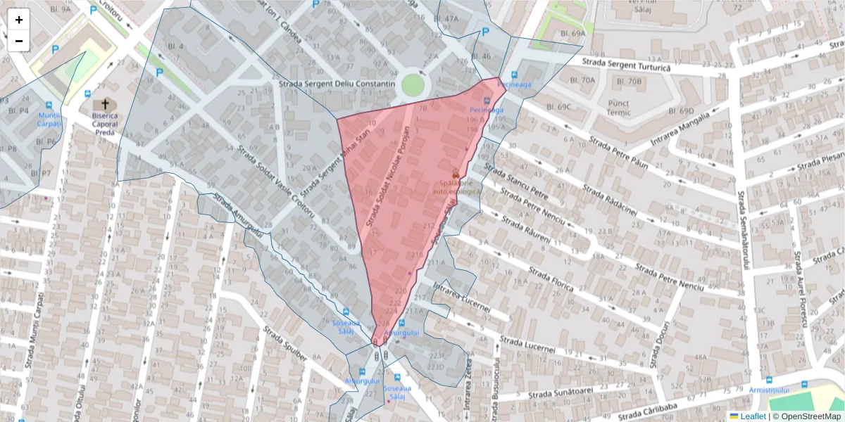 Hartă a codului poștal  și a codurilor poștale învecinate