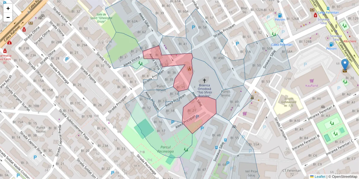 Hartă a codului poștal  și a codurilor poștale învecinate