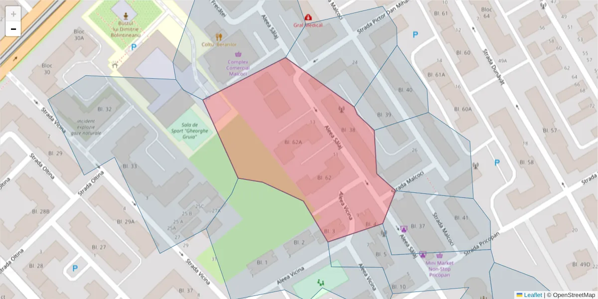 Hartă a codului poștal  și a codurilor poștale învecinate