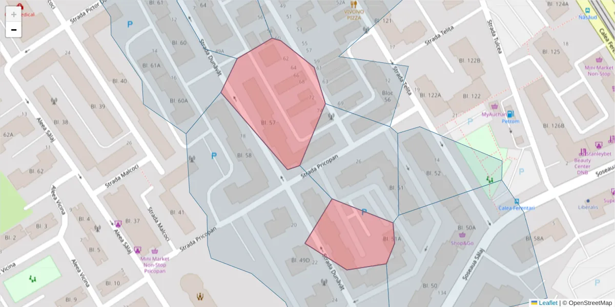 Hartă a codului poștal  și a codurilor poștale învecinate