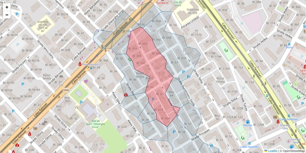 Hartă a codului poștal  și a codurilor poștale învecinate