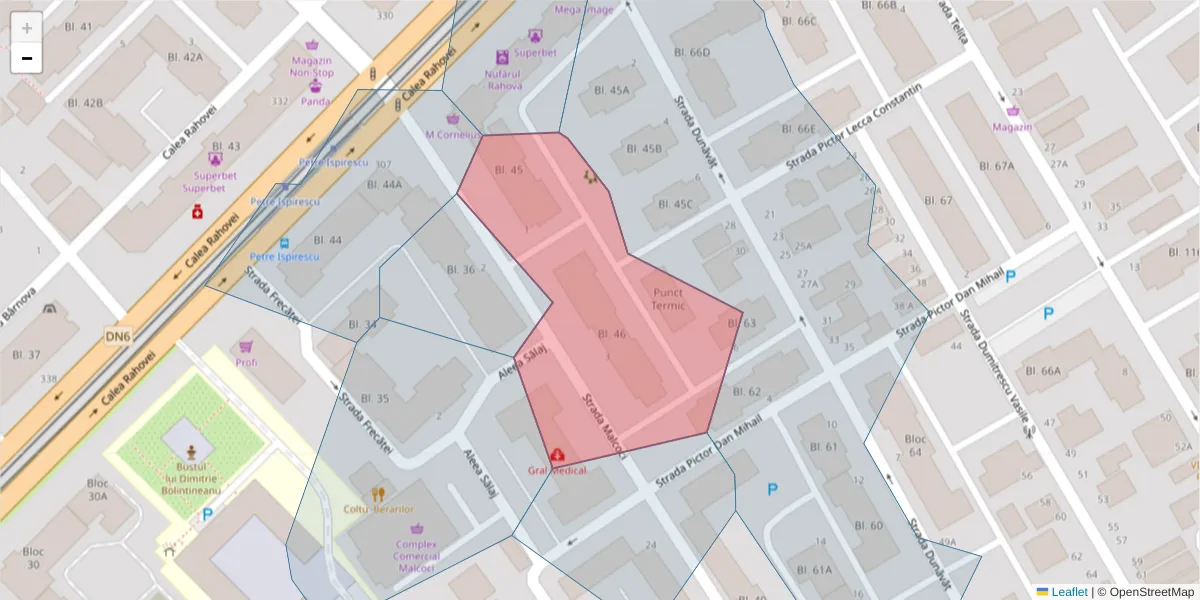 Hartă a codului poștal  și a codurilor poștale învecinate