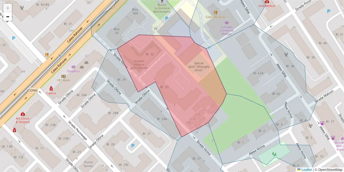 Hartă a codului poștal  și a codurilor poștale învecinate