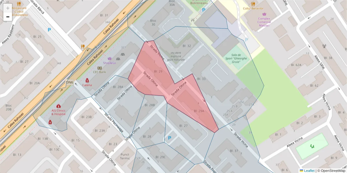 Hartă a codului poștal  și a codurilor poștale învecinate