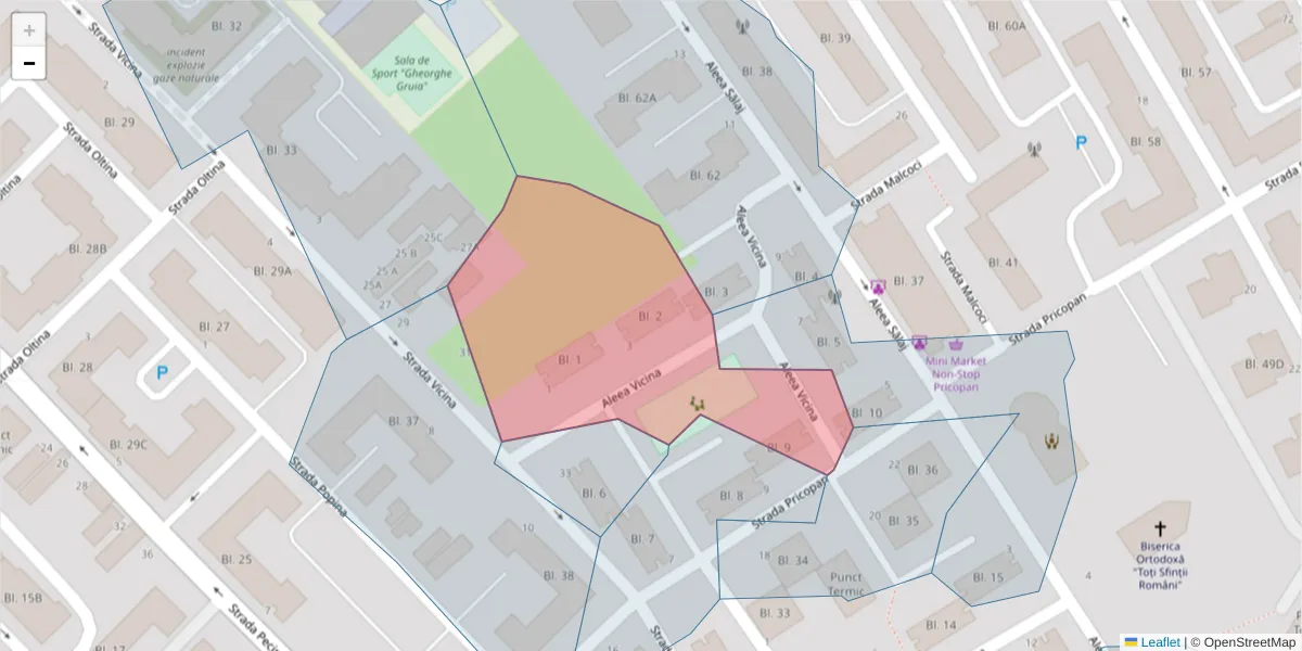 Hartă a codului poștal  și a codurilor poștale învecinate