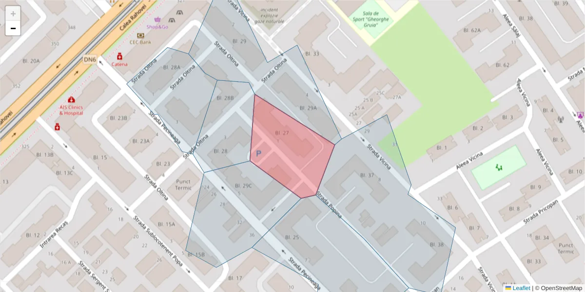 Hartă a codului poștal  și a codurilor poștale învecinate